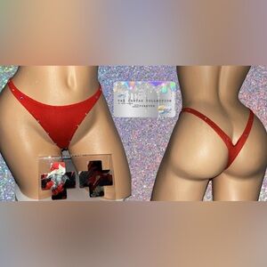 EXOTIC/ STRIPPER/ RAVE WEAR:BEDAZZLED 1 PIECE THONG & NIPPLE COVER SET